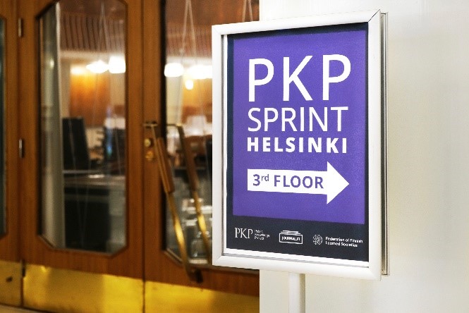 A sign showing the way to PKP Sprint. Photo: Anne Haapanen.