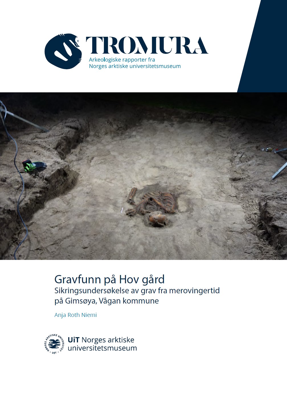Forside Tromura-rapport med bilde skjelett under utgravning