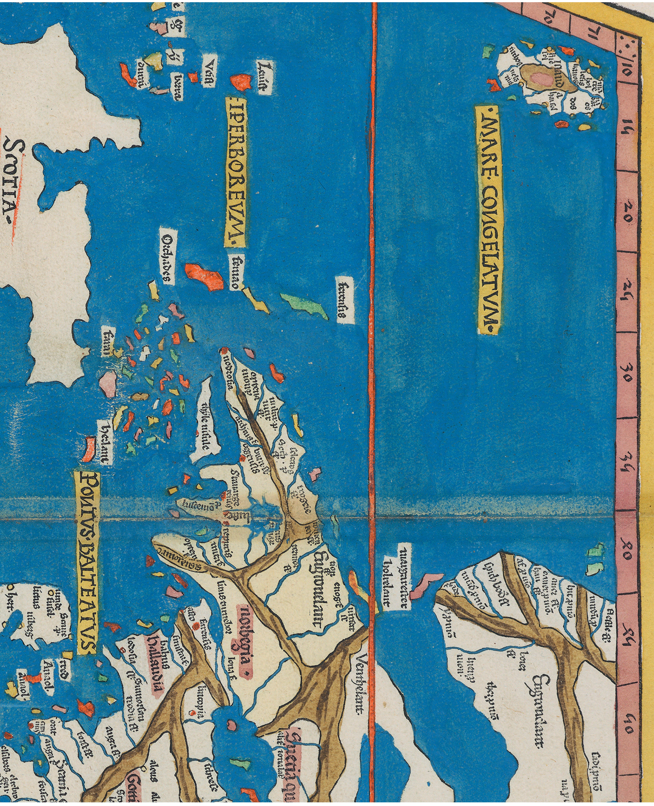 Utsnitt av Nicolaus Germanus' kart "Tabula Moderna Prussie Livonie Norbegie Et Gottie"