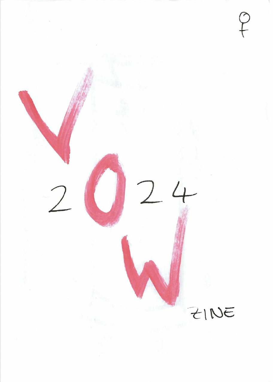 Cover image of the VOW zine showing three red letters V - O - W and the year of creation: 2024.