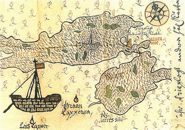 Old map of Hornavan