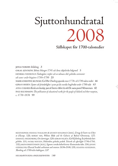 Frontcover of Sjuttonhundratal 2008.